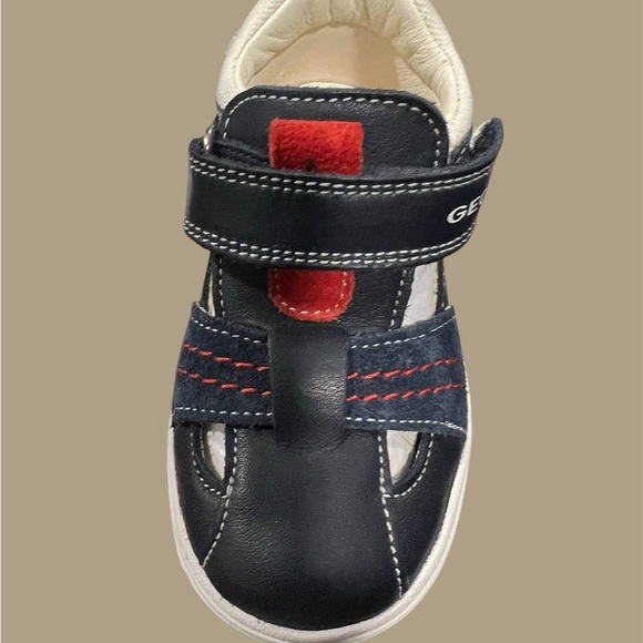 GEOX Biglia Nappa Leather & Suede Sneaker | Navy & White & Red | 6.5 | Preowned - Picture 2 of 10